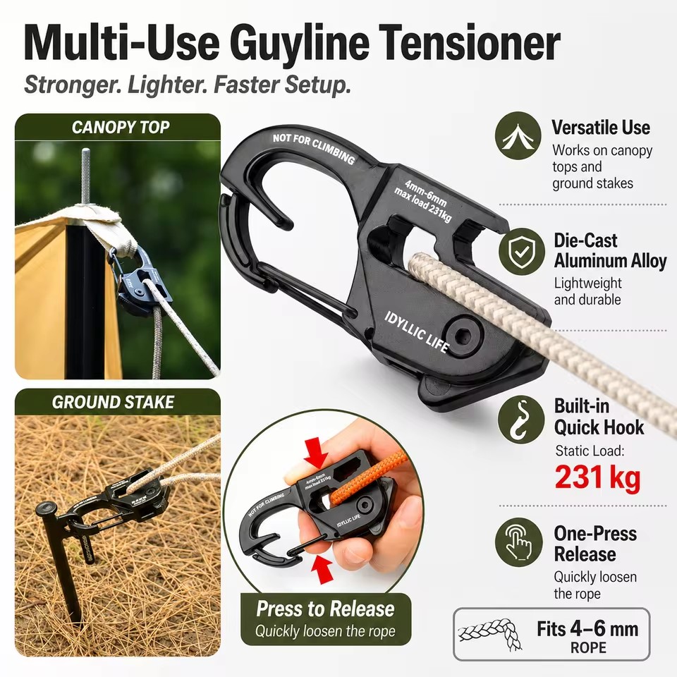 Outdoor Camping Extension Cord - Натяжитель для палаточных веревок из алюминиевого