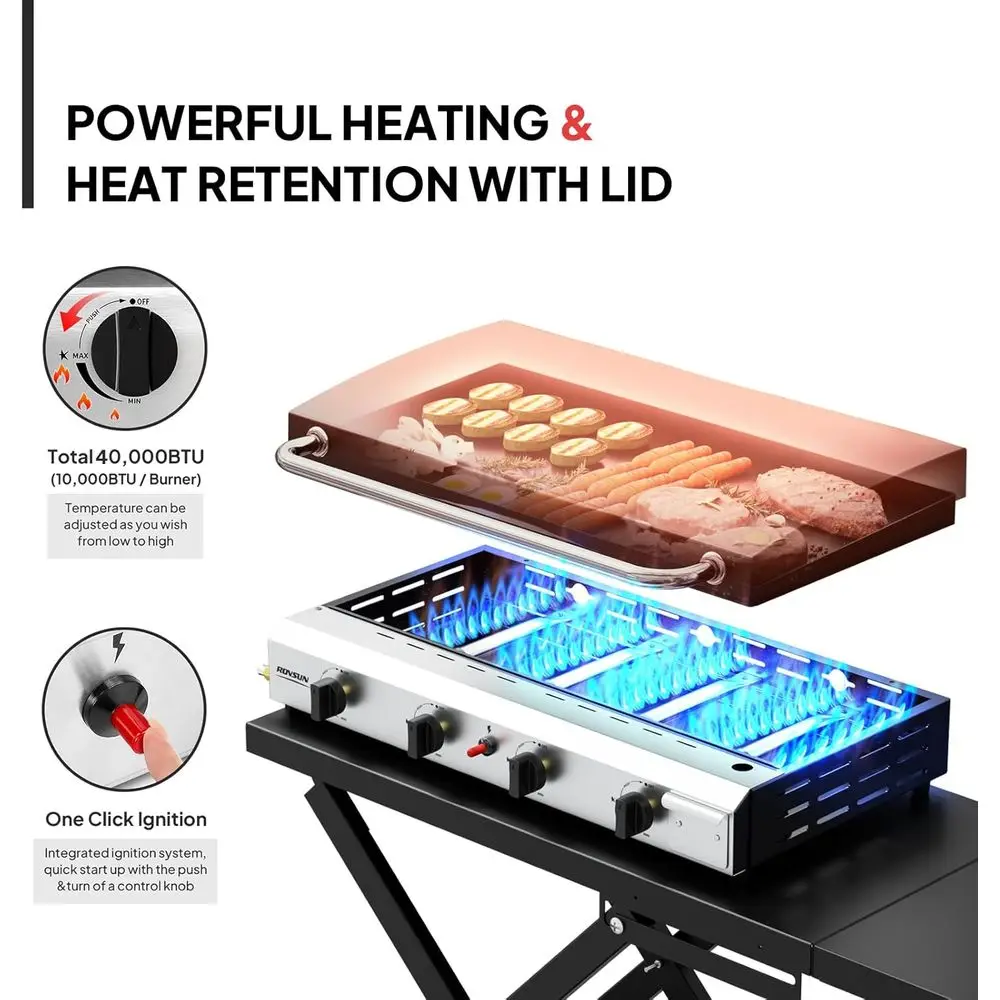 Портативная 4-конфорочная газо – обзор и цена Outdoor Camping Griddle